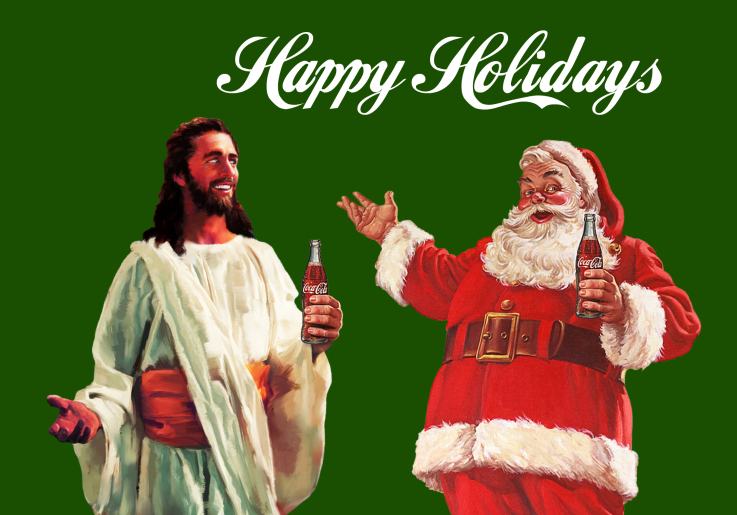 artwork by Montreal artist Emmanuel Laflamme featuring Jesus Christ and Santa Claus