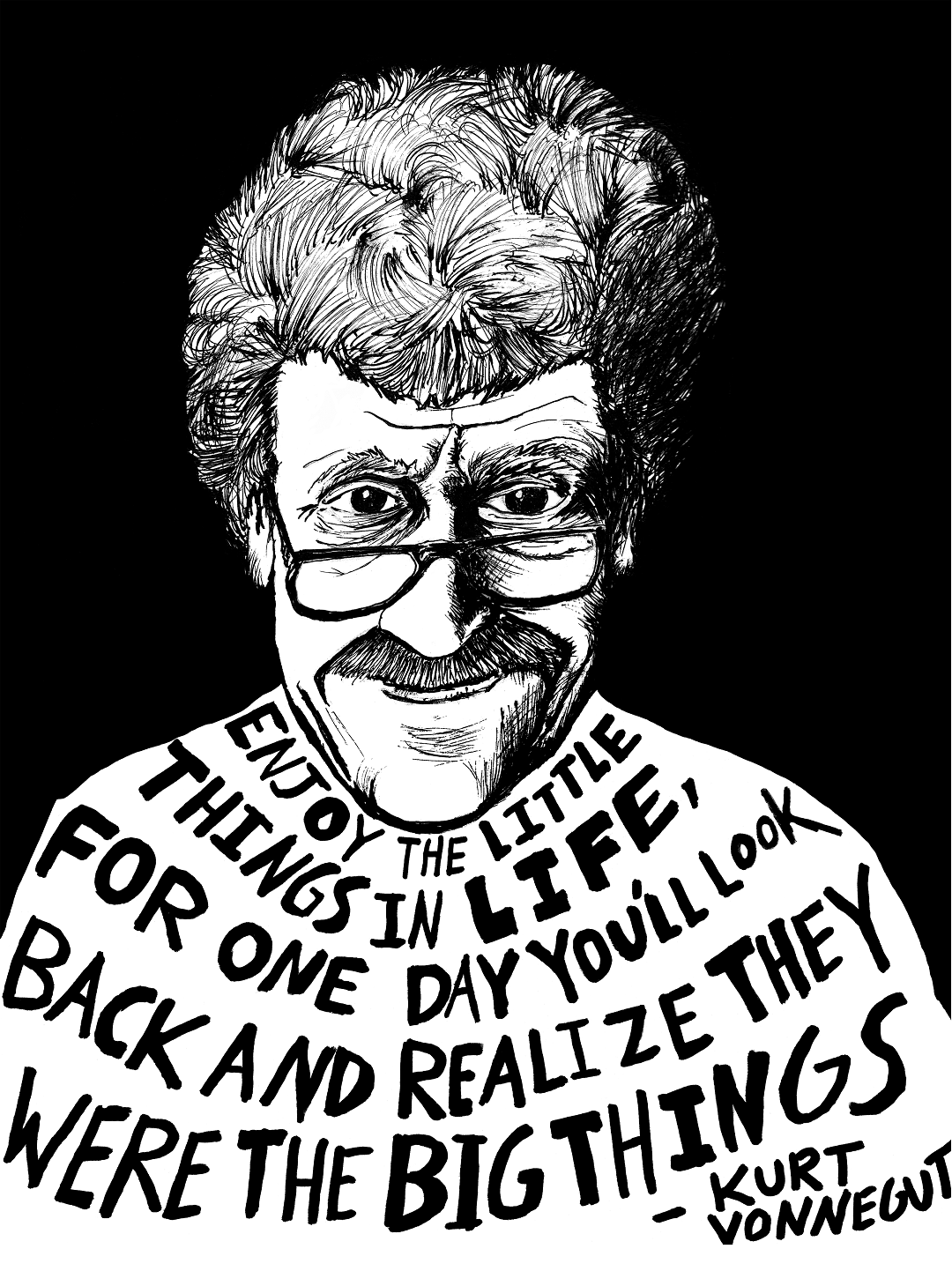Kurt Vonnegut depicted in art by Ryan Sheffield