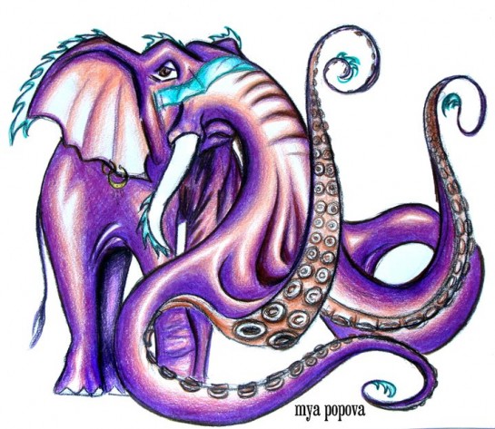 An elephant-octopus by Mya Popova