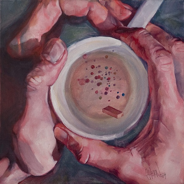 'Floating Matter in Empty Mug' by Vancouver's Eli Horn (Oil painting on canvas)