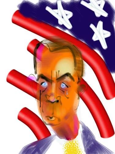 A portrait by Jonathan Scmock of john boehner