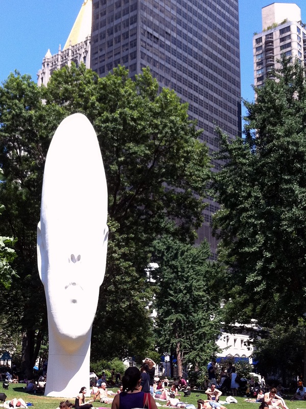 Echo sculpture by Jaume Plensa in a New York City park