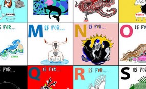 Alphabet art inspired by Borges' Book of Imaginary Beings