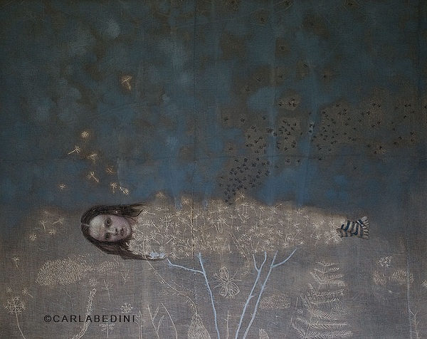 painting of a girl by Italian artist Carla Bedini